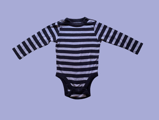 Cotton grey/black striped onesie 18m | Old Navy