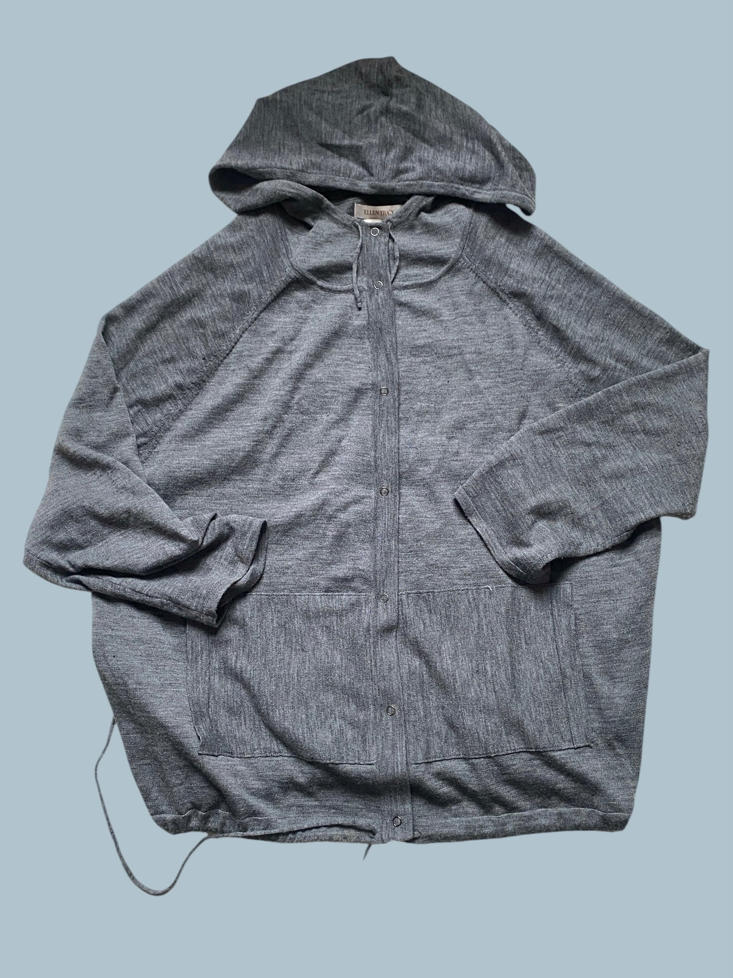 Merino wool hooded cardigan with snap closure 2XL | Ellen Tracy