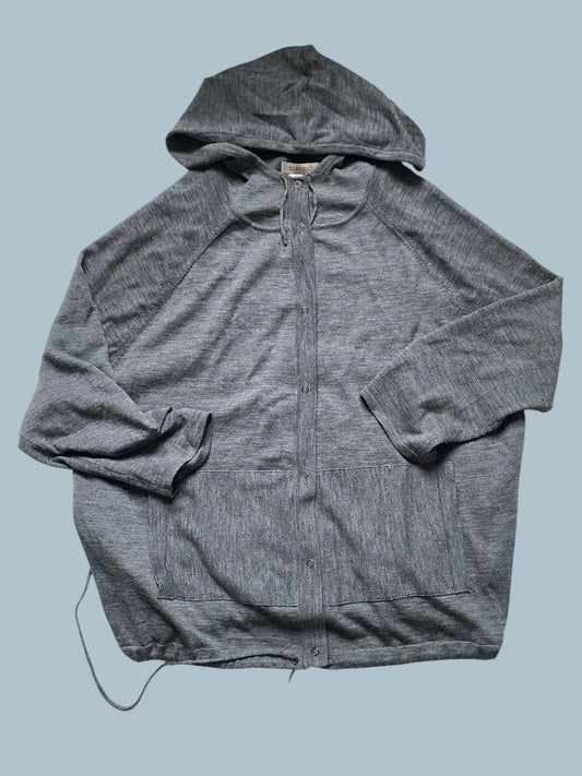 Merino wool hooded cardigan with snap closure 2XL | Ellen Tracy