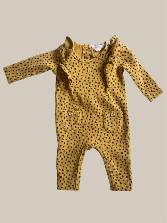 Waffle polka dot cotton onesie 0-3m | Jessica Simpson