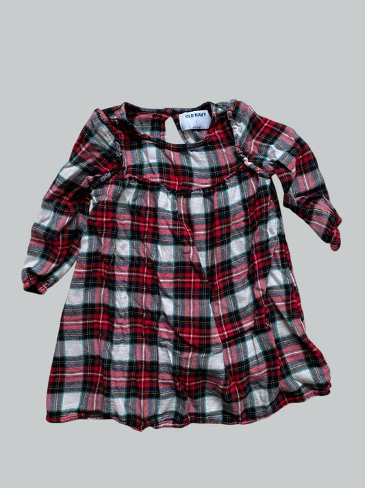 Cotton/rayon blend plaid dress 3Y | Old Navy