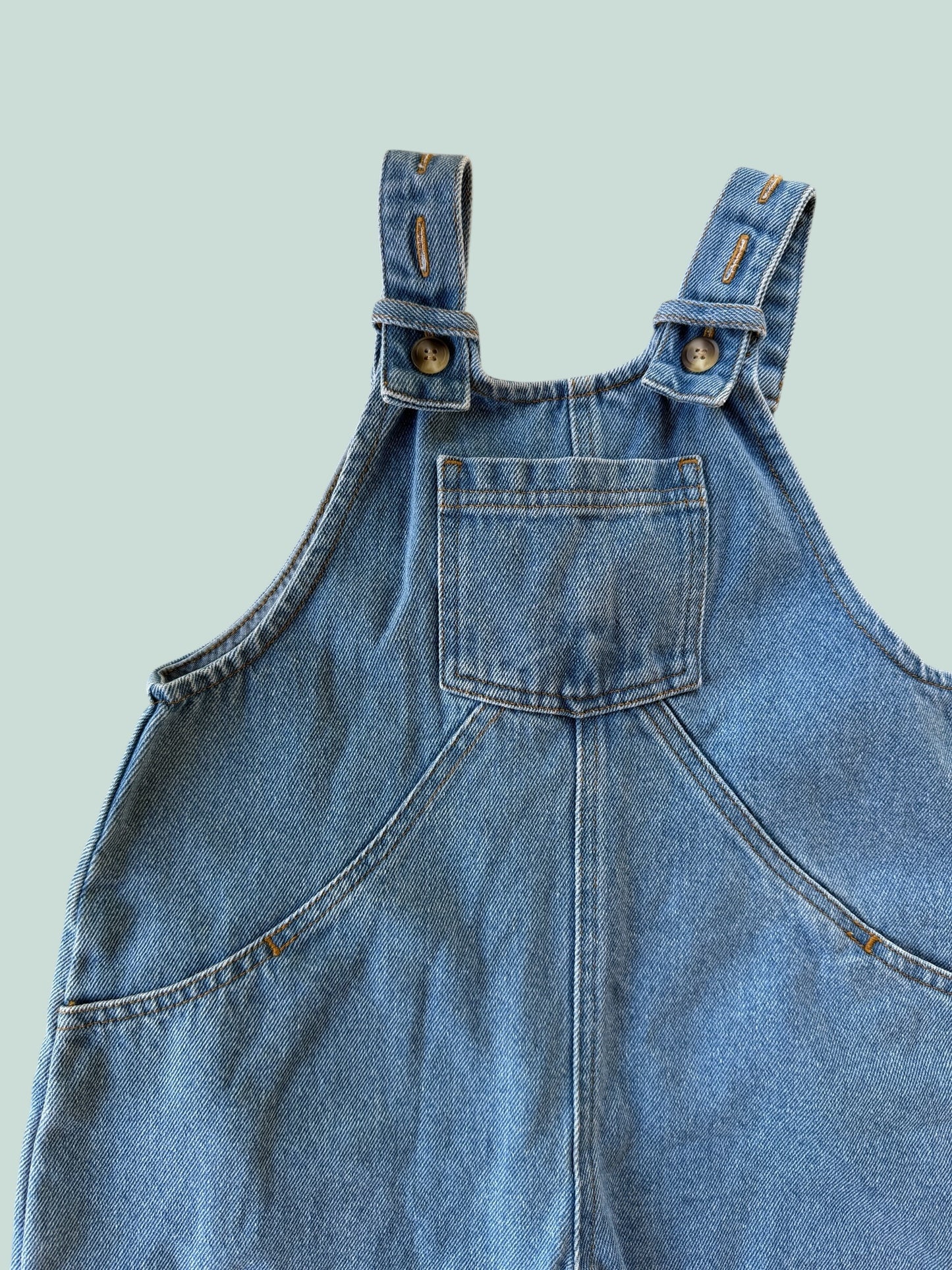 Organic cotton oversized denim dungaree 2-3Y | The Simple Folk