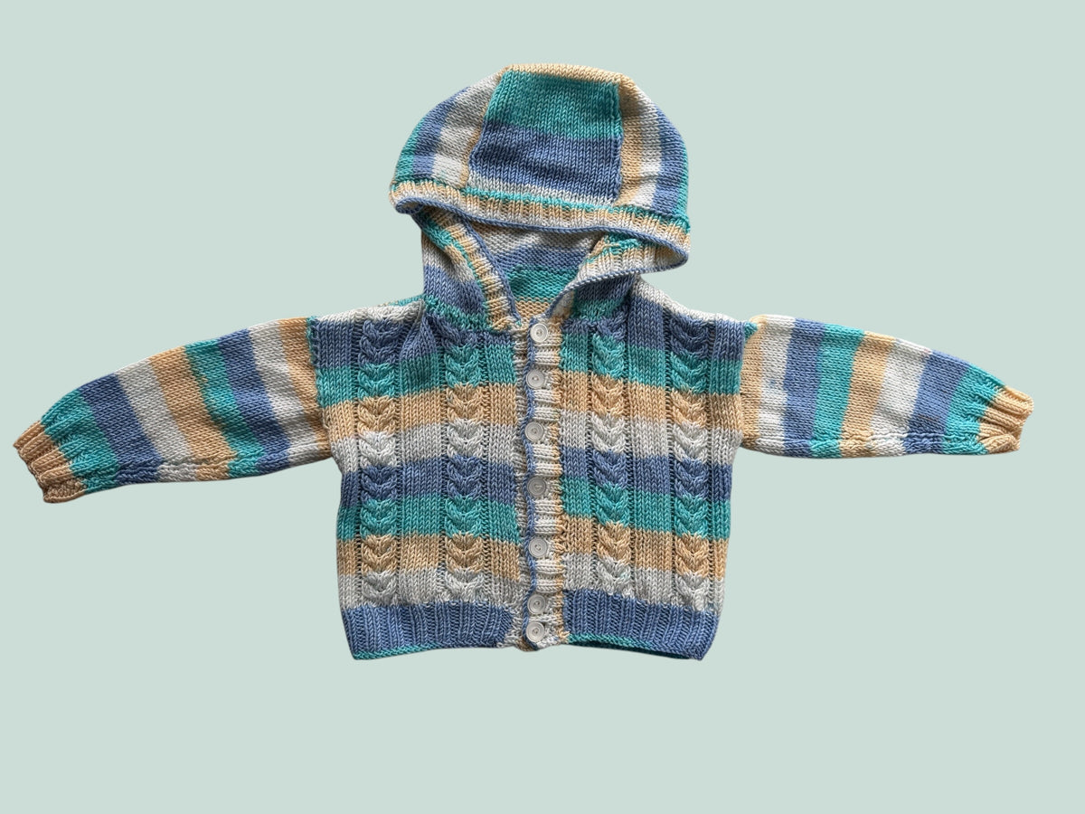 Knit hooded cardigan 2-4Y | Handmade