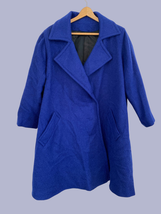 Vintage electric blue 100% mohair coat women's XL-XXL