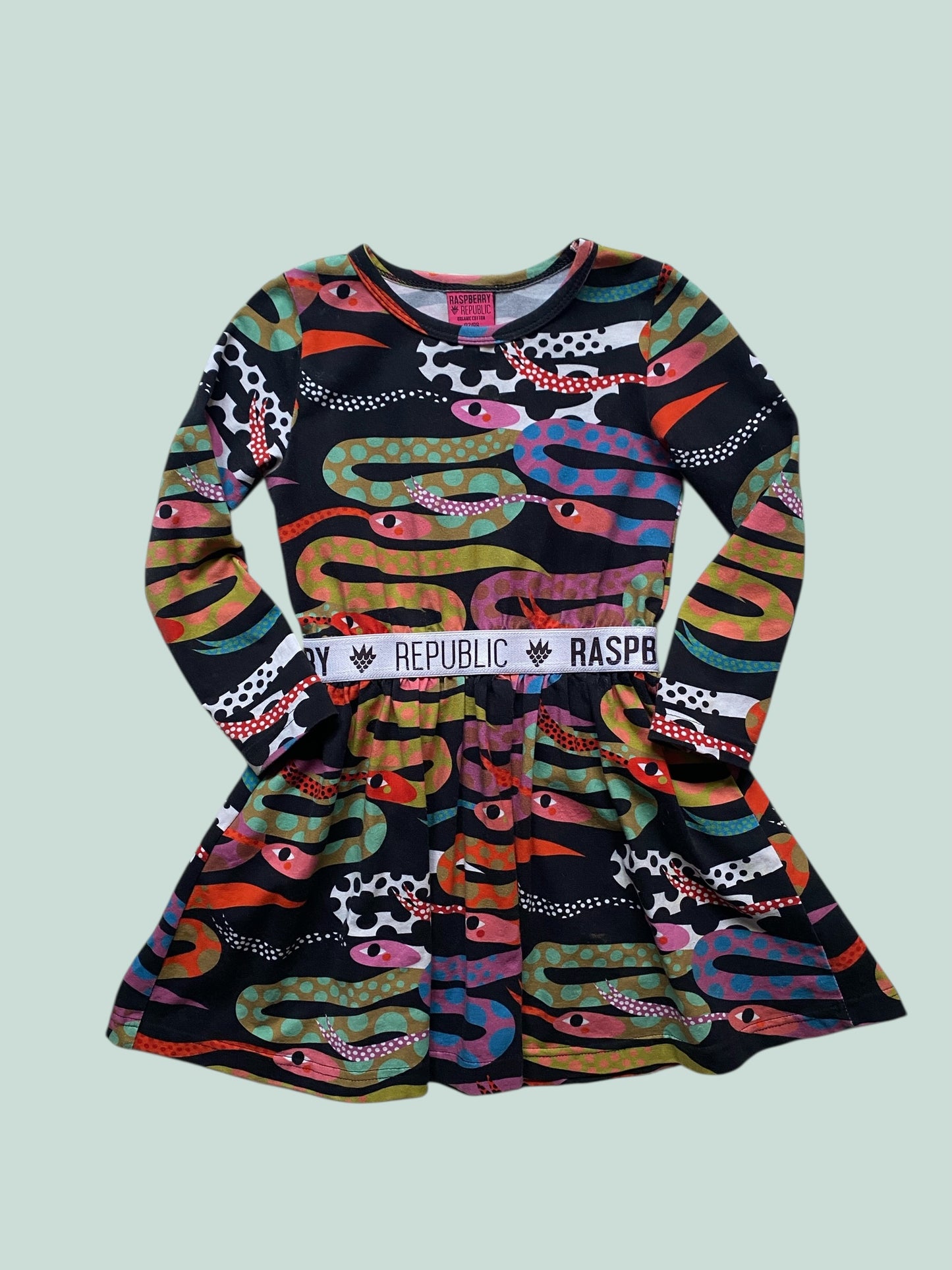 Organic cotton snakes dress 1.5-3Y  | Raspberry Republic