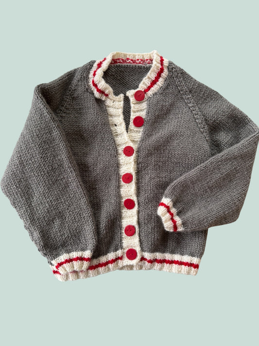 Handknit cardigan ~ 6-8Y (see measurements)