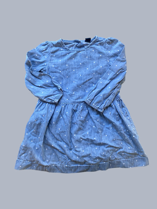 Polka dot cotton denim dress 5Y | Gap