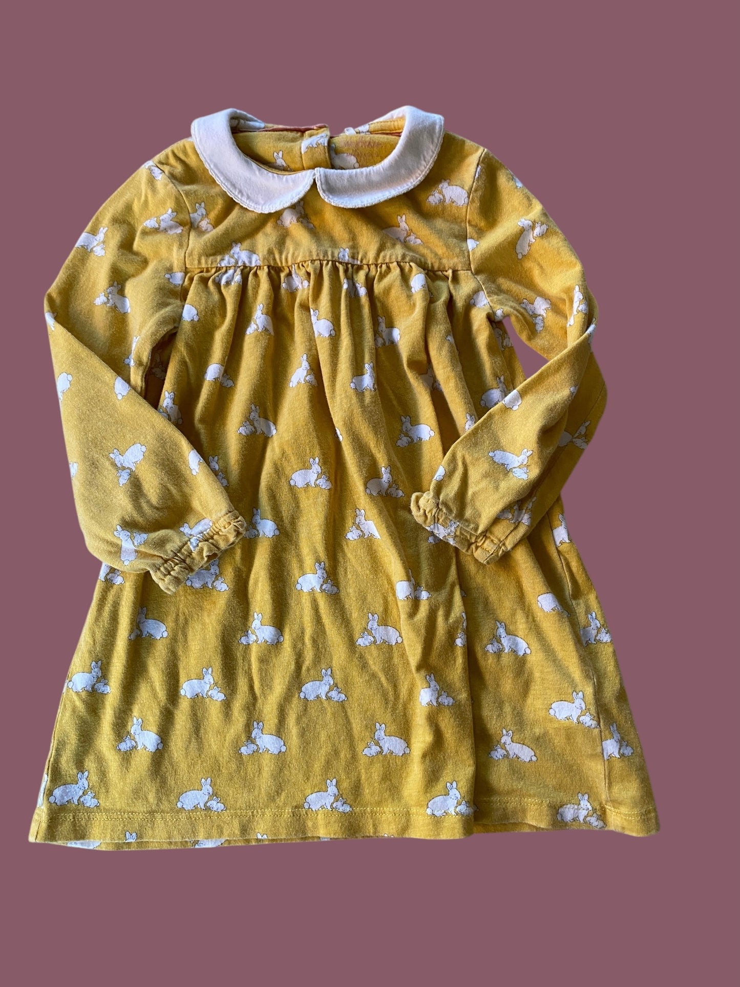 Yellow cotton bunny dress 2-3Y | Mini Boden