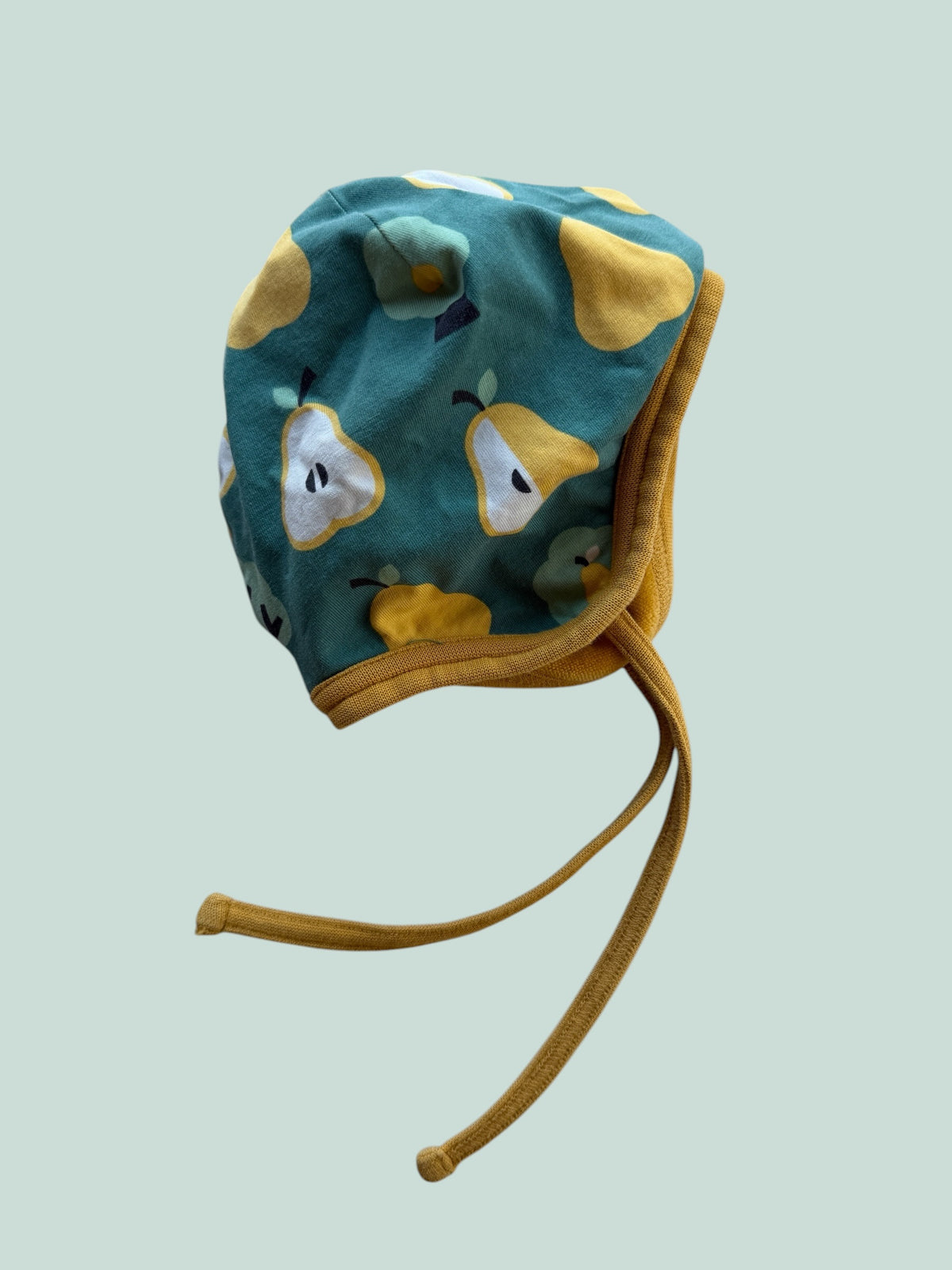 Organic cotton velour lined pear bonnet 4-9m/44-46 | Maxomorra