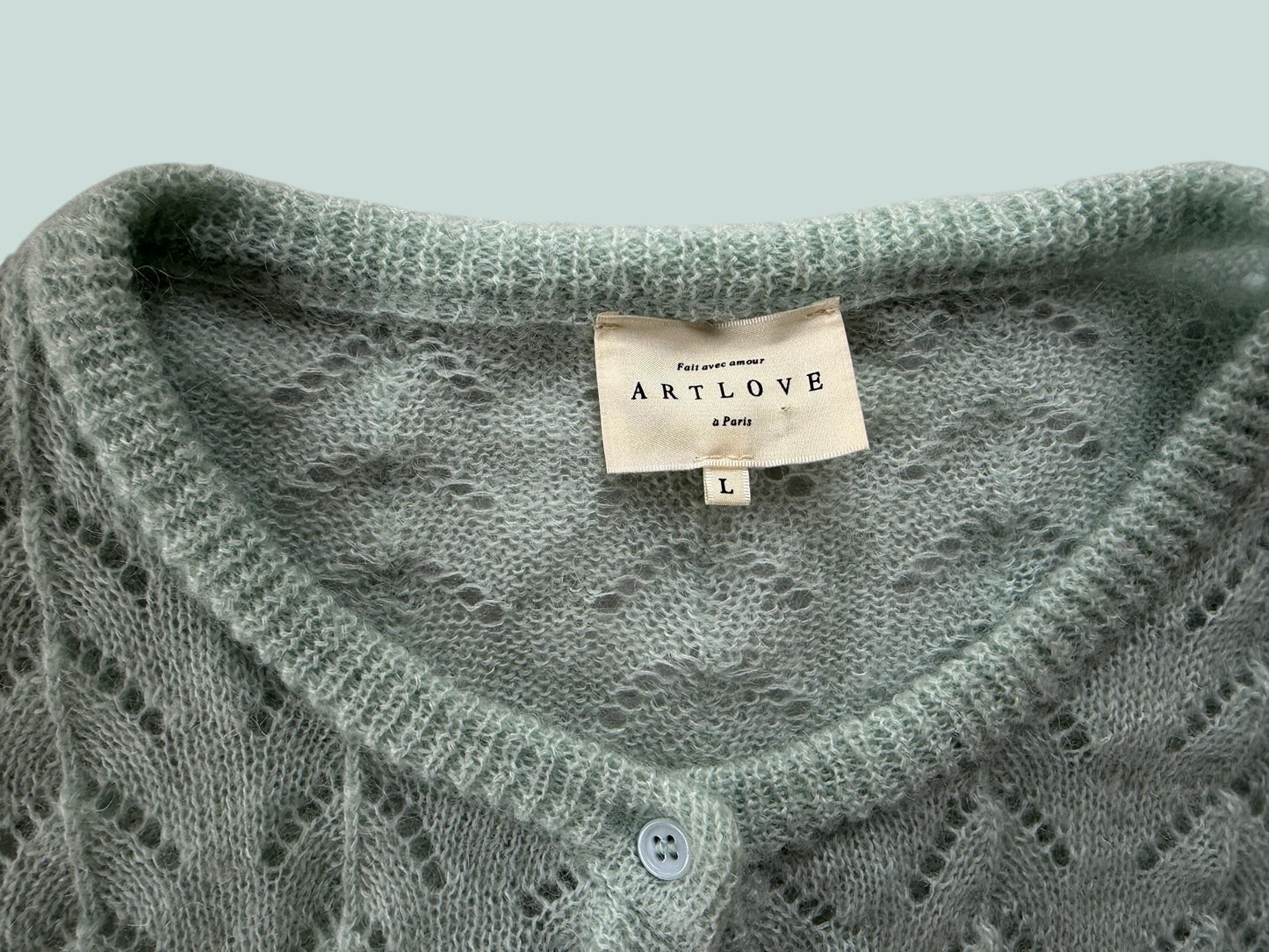 Mint green knit wool-blend cardigan women's medium/large | Artlove