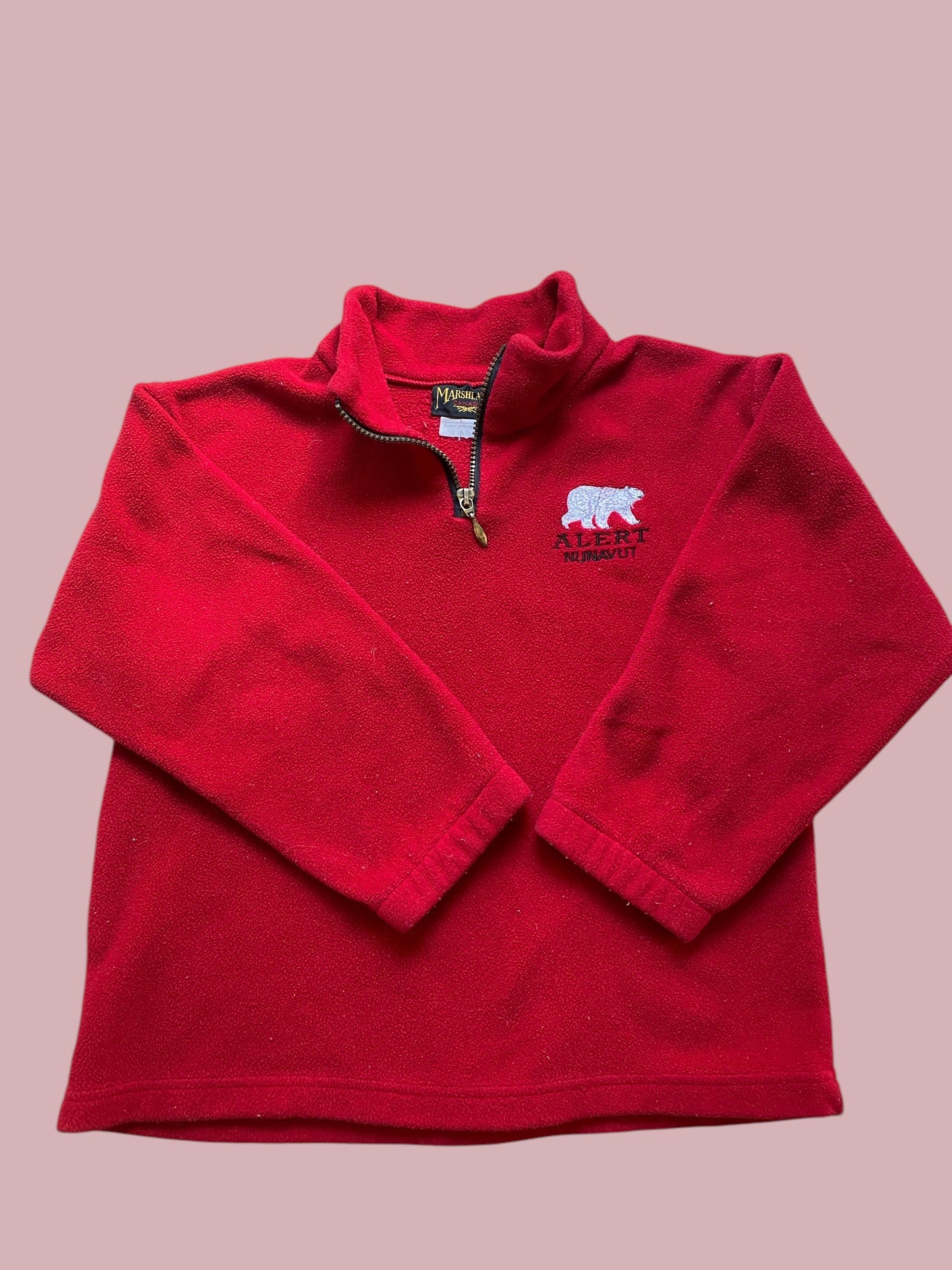 Red fleece sweater ‘Alert Nunavut’ 8Y | Marshlands Canada