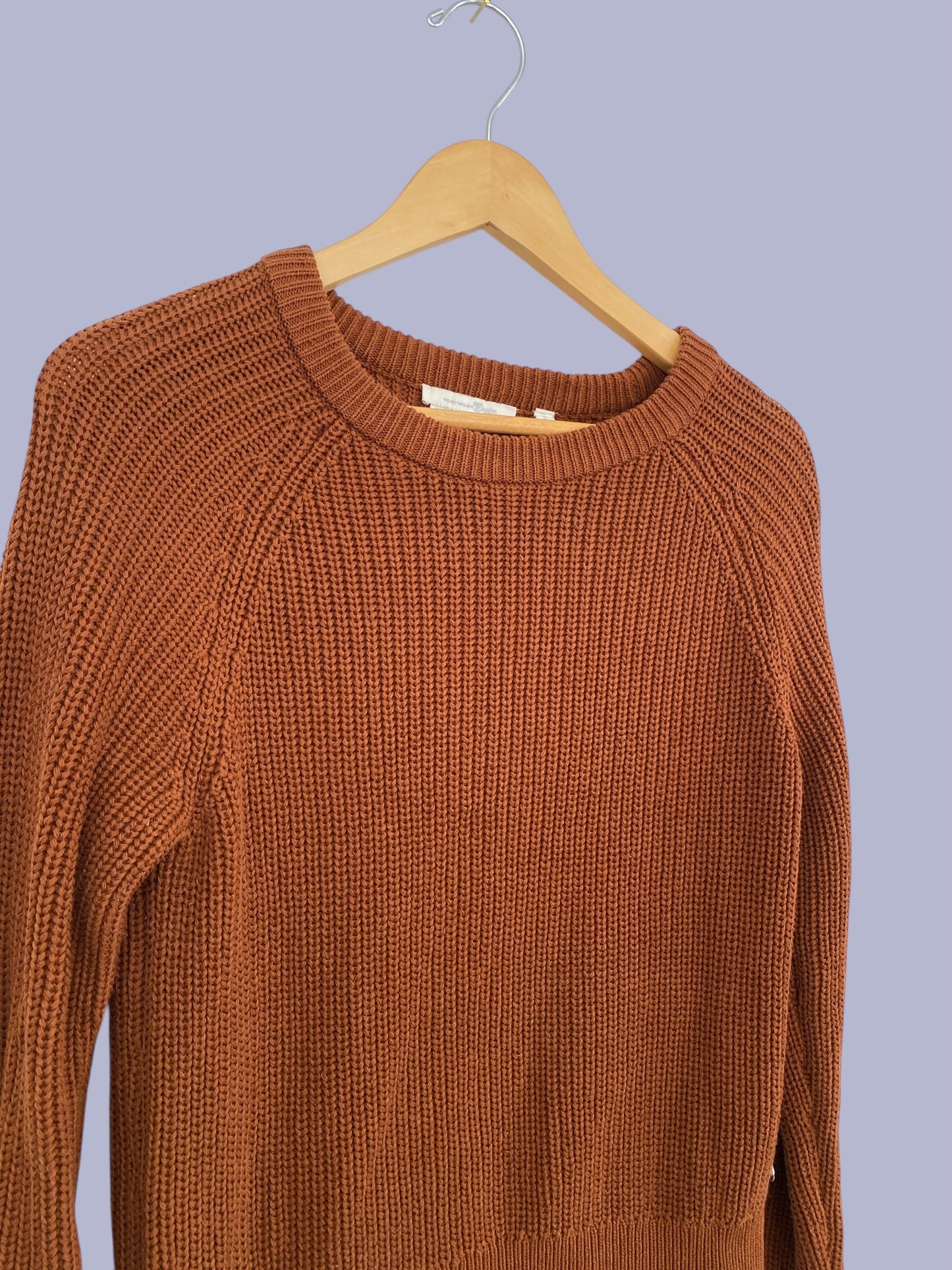 Organic cotton brown blend knit crewneck women's small | Tom Tailor