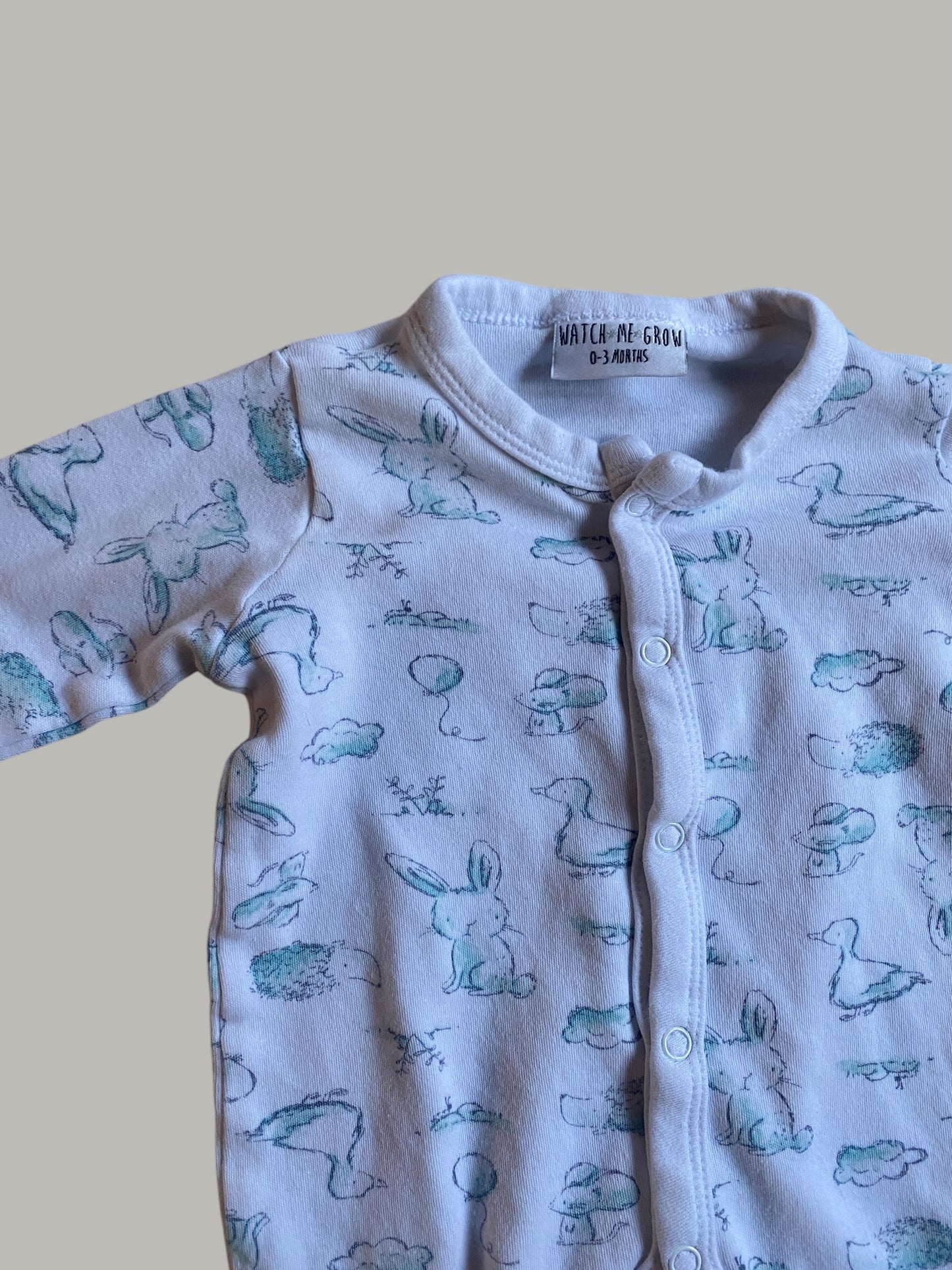 Woodland animal cotton sleeper 0-3m | Watch Me Grow