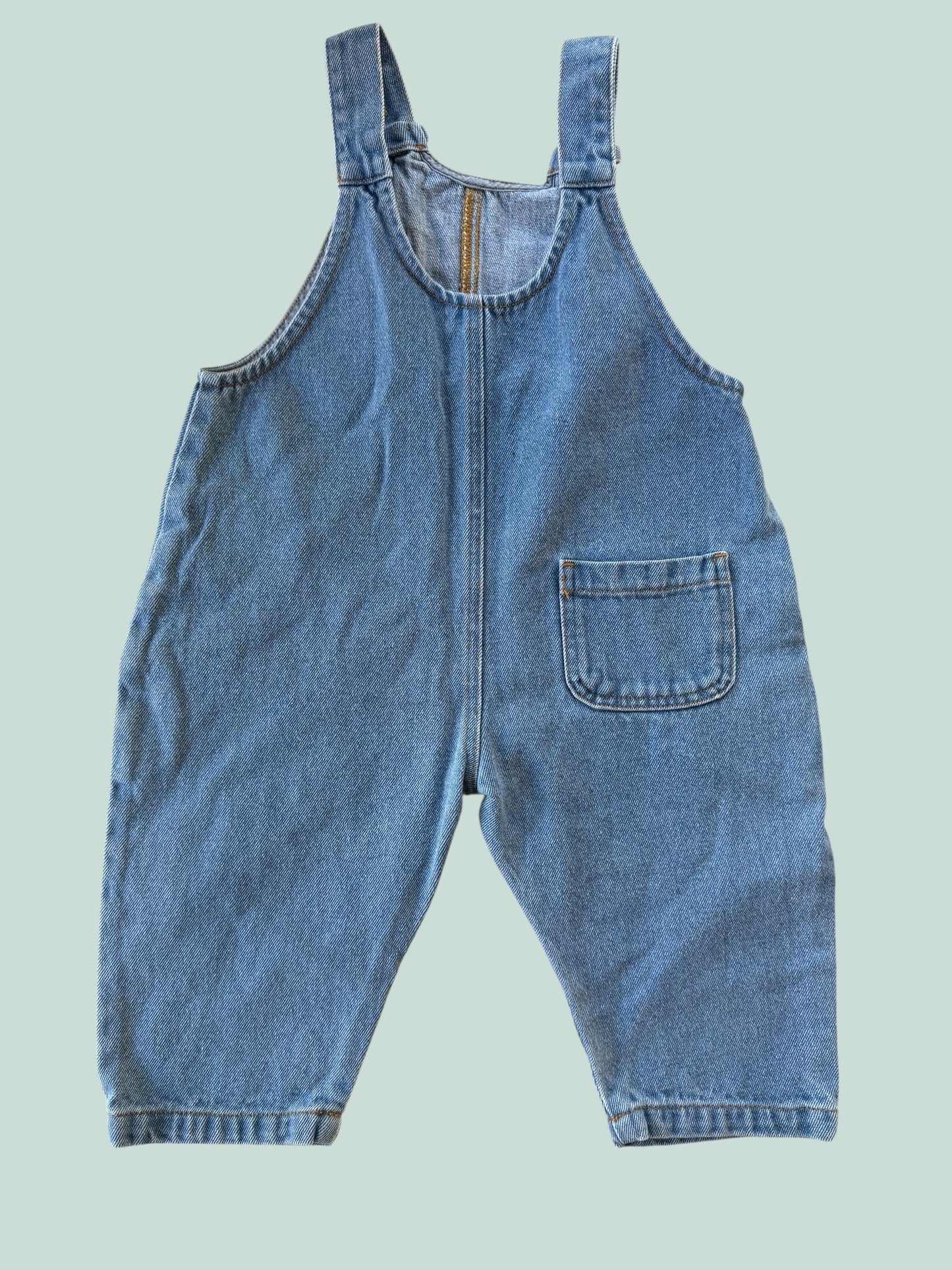 Organic cotton oversized denim dungaree 2-3Y | The Simple Folk