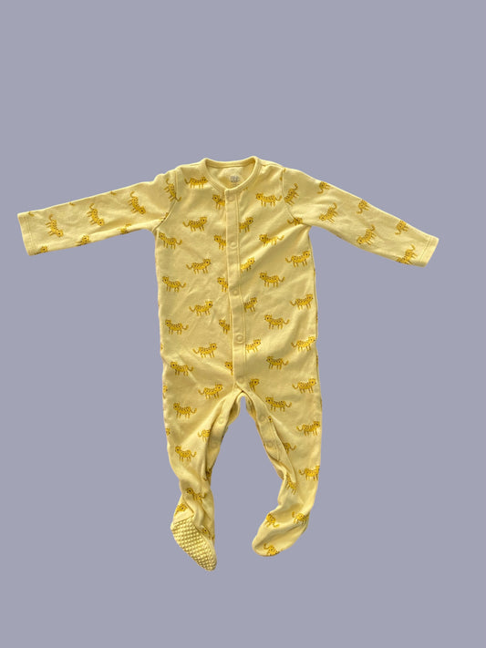 Footed cheetah cotton snap sleeper 9-12m | Fred & Flo