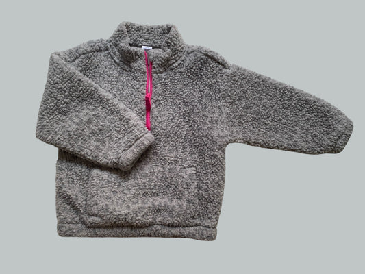 Grey sherpa fleece half zip sweater 4Y | Gap