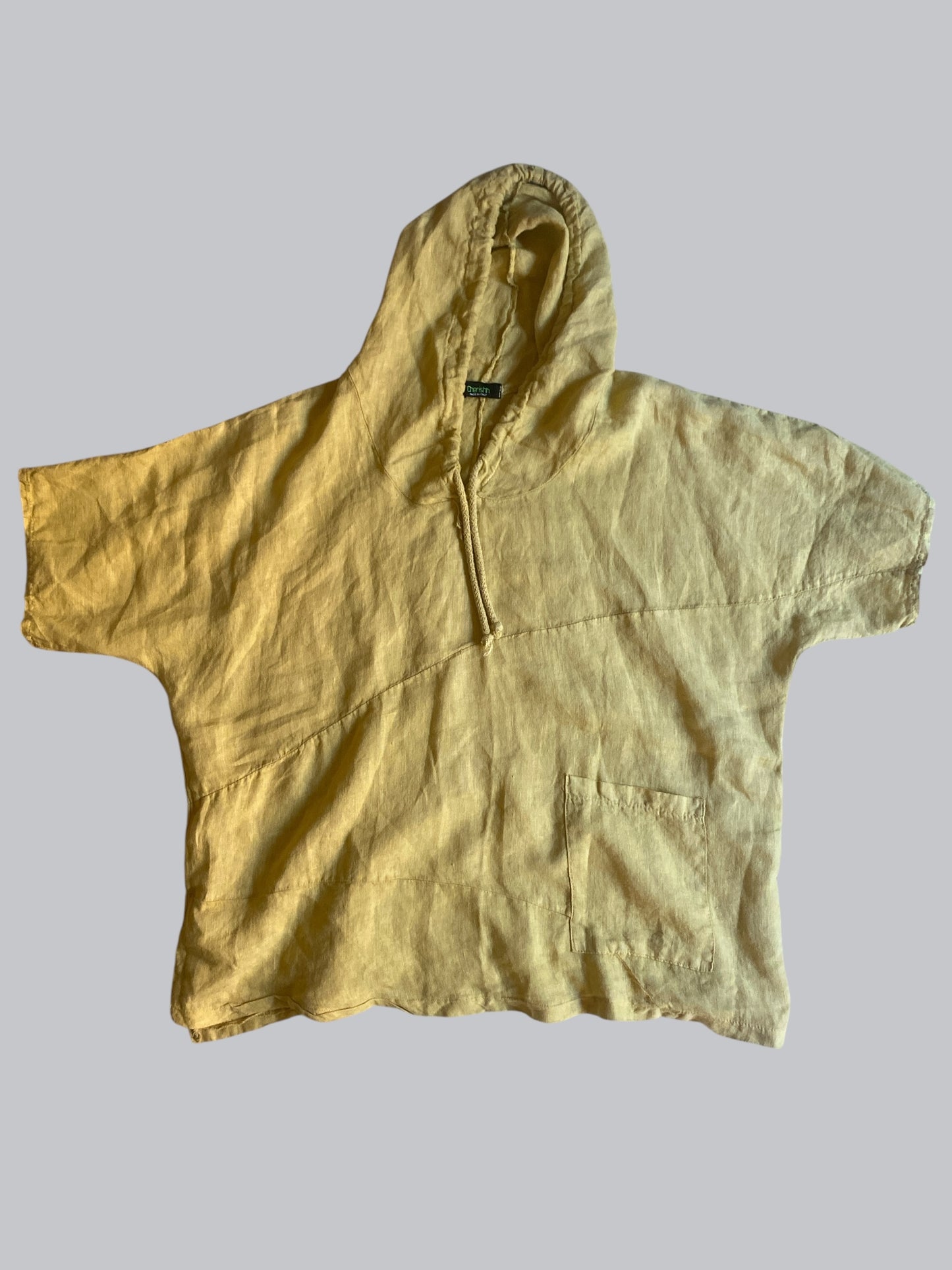 Boxy butter yellow linen top women's large/xl