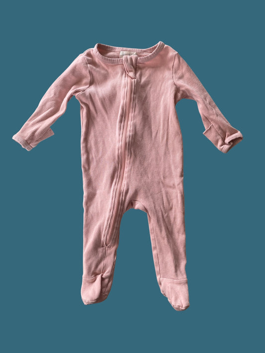 Organic cotton pink sleeper 3-6m | Rabbit + Bear
