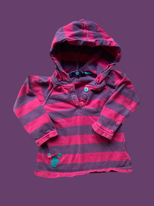 Cotton long sleeved hooded top 6-9m | Souris Mini
