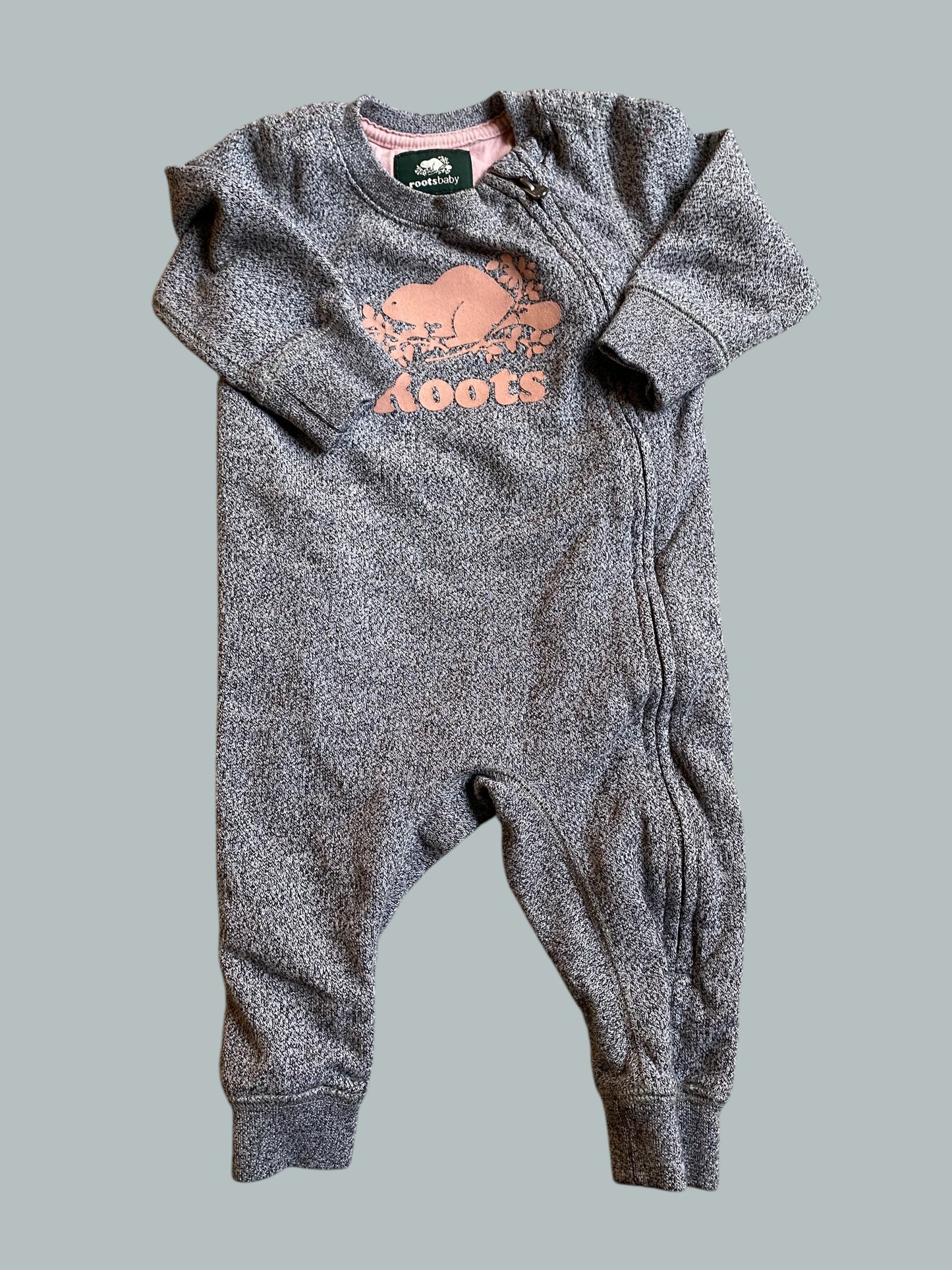 Grey and pink romper 6-12m | Roots