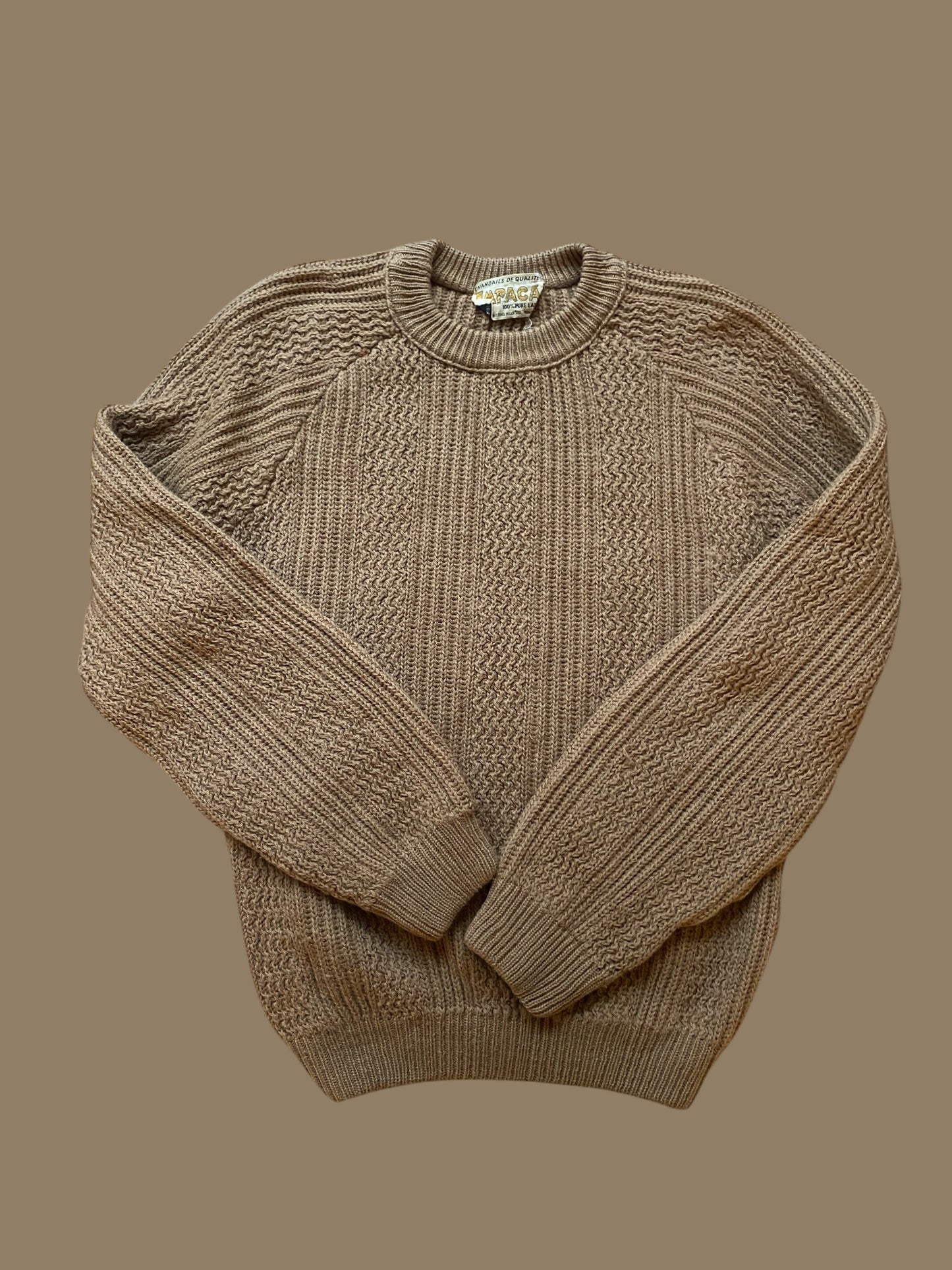 Camel coloured vintage wool sweater s/m adult | Impaca