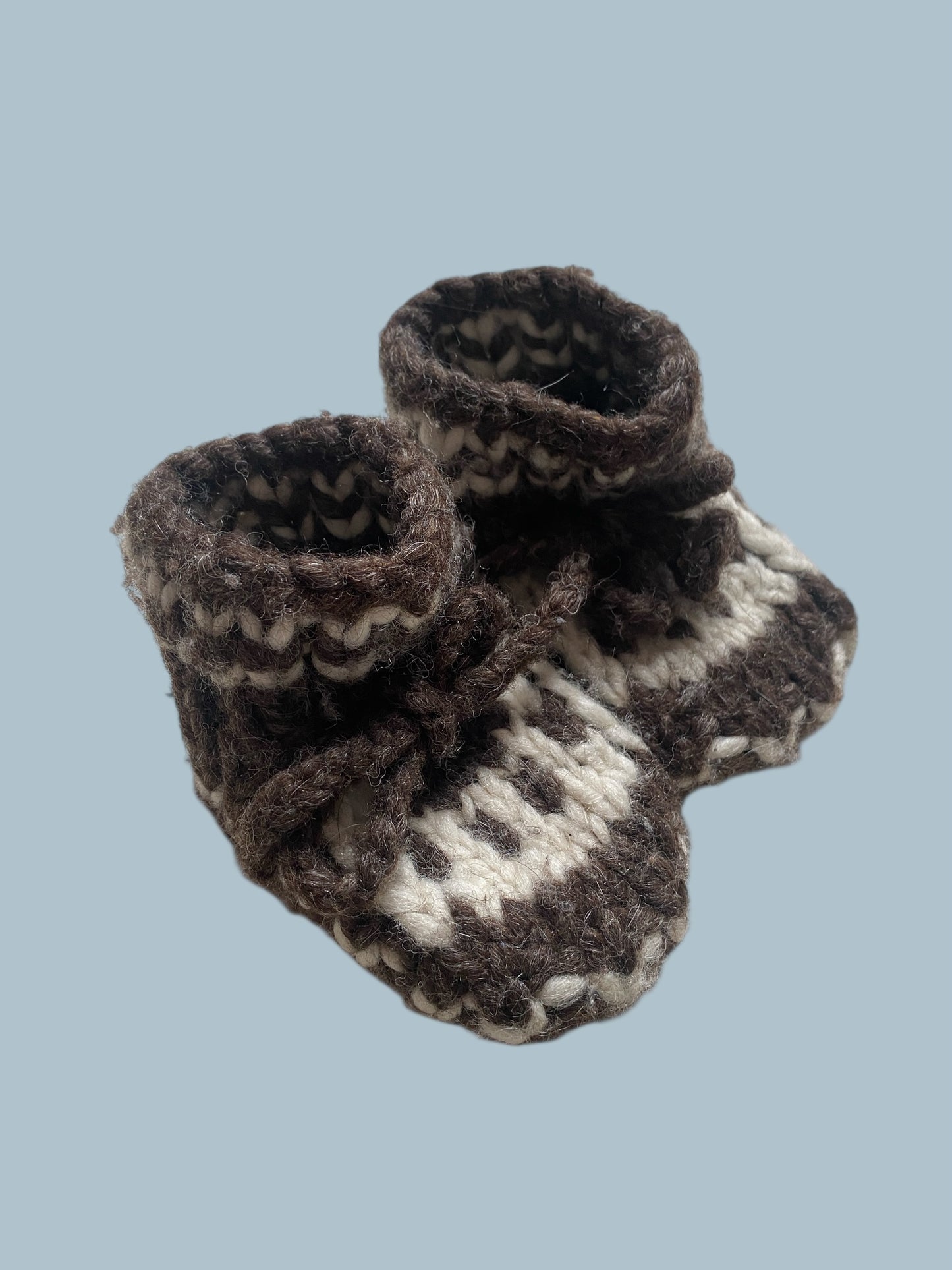 Wool knit newborn booties 4"