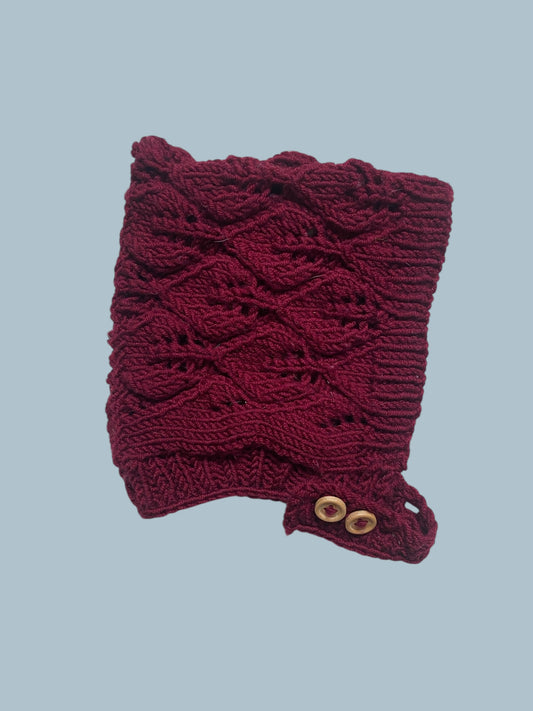 Acrylic blend knit red bonnet 6-24y | Handmade