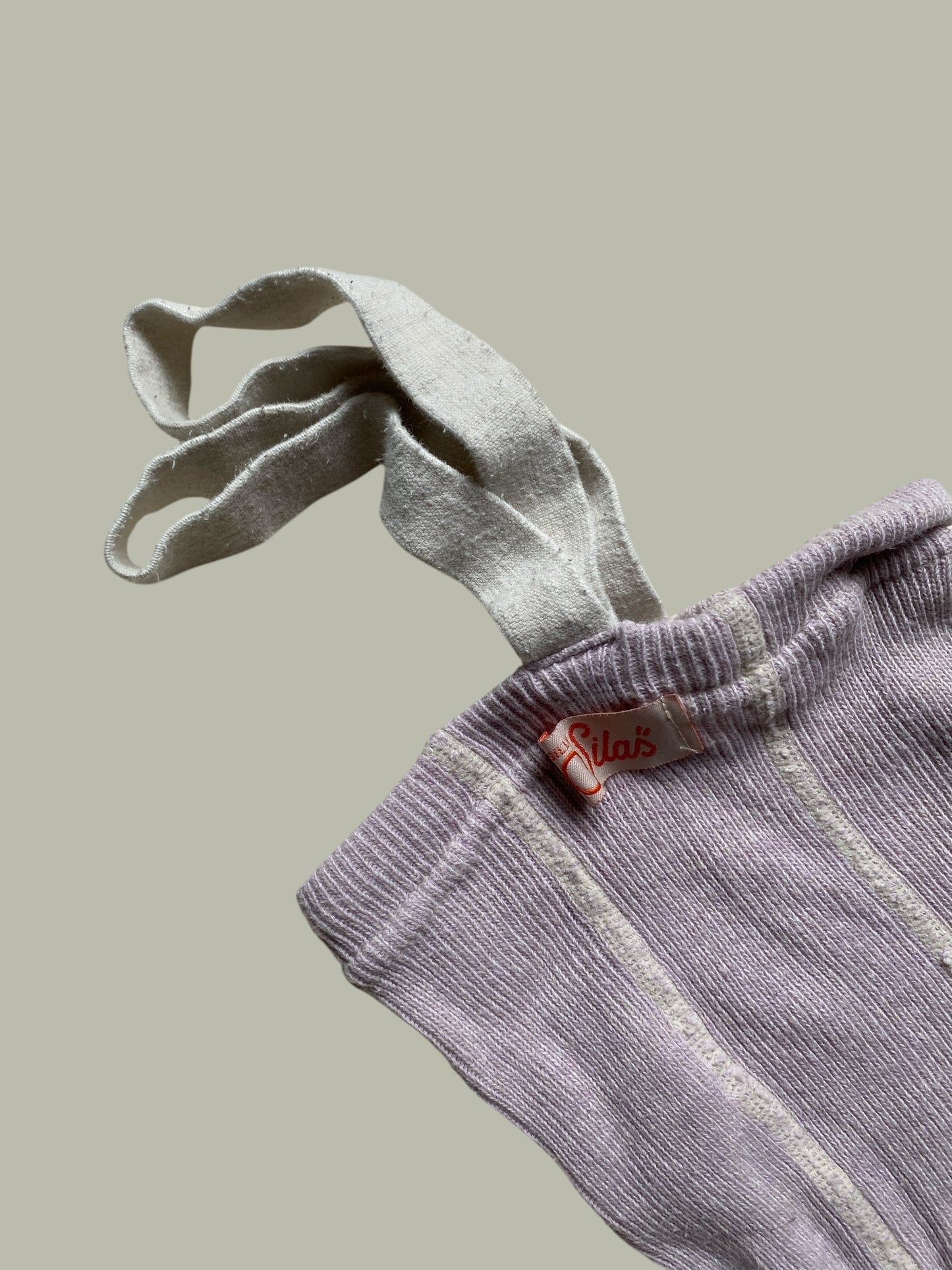 Light lilac cotton footless tights with suspenders 1-2Y (74) | Silly Silas