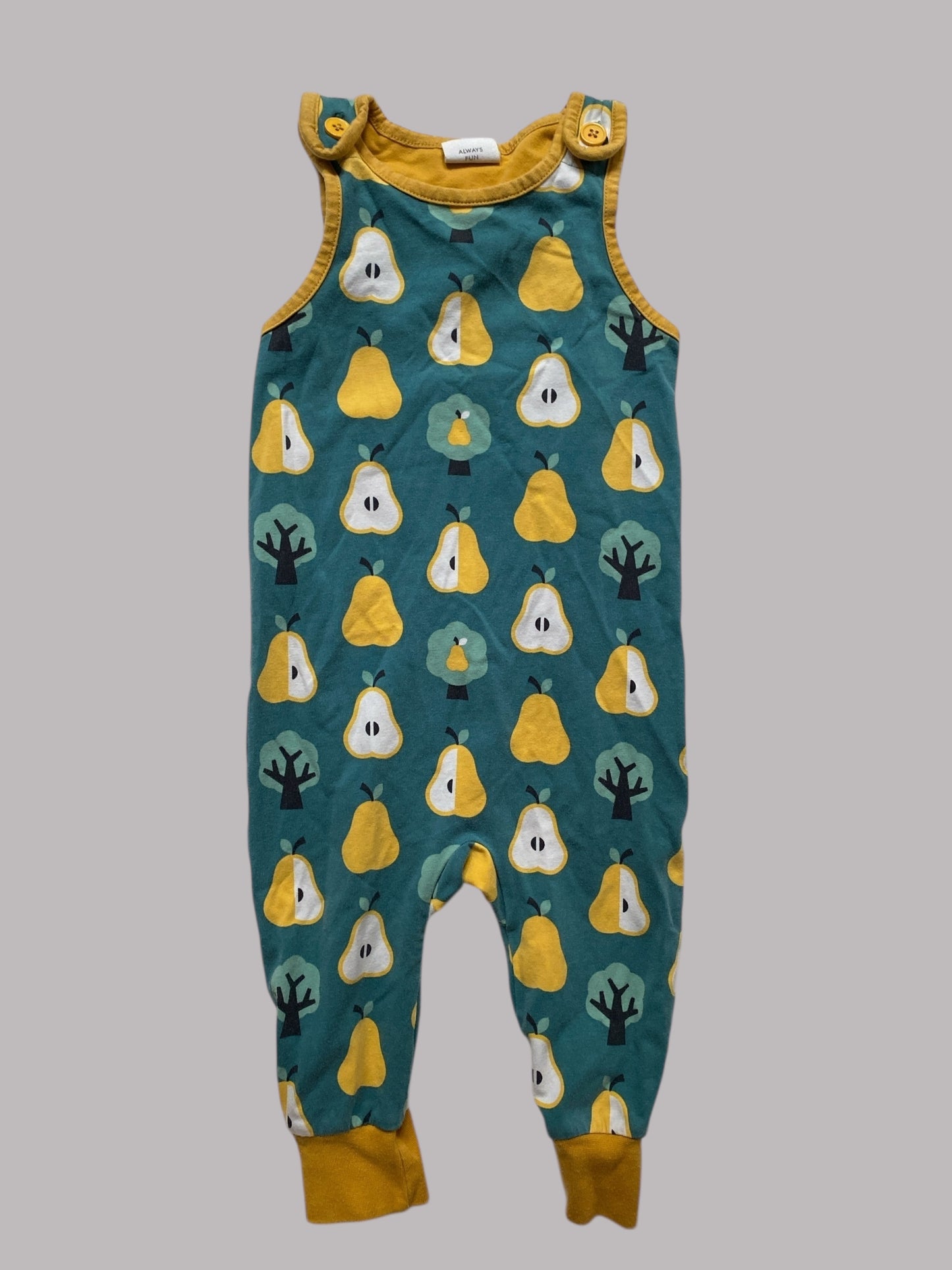 Organic cotton pear dungarees 9-12m (74, generous) | Maxomorra