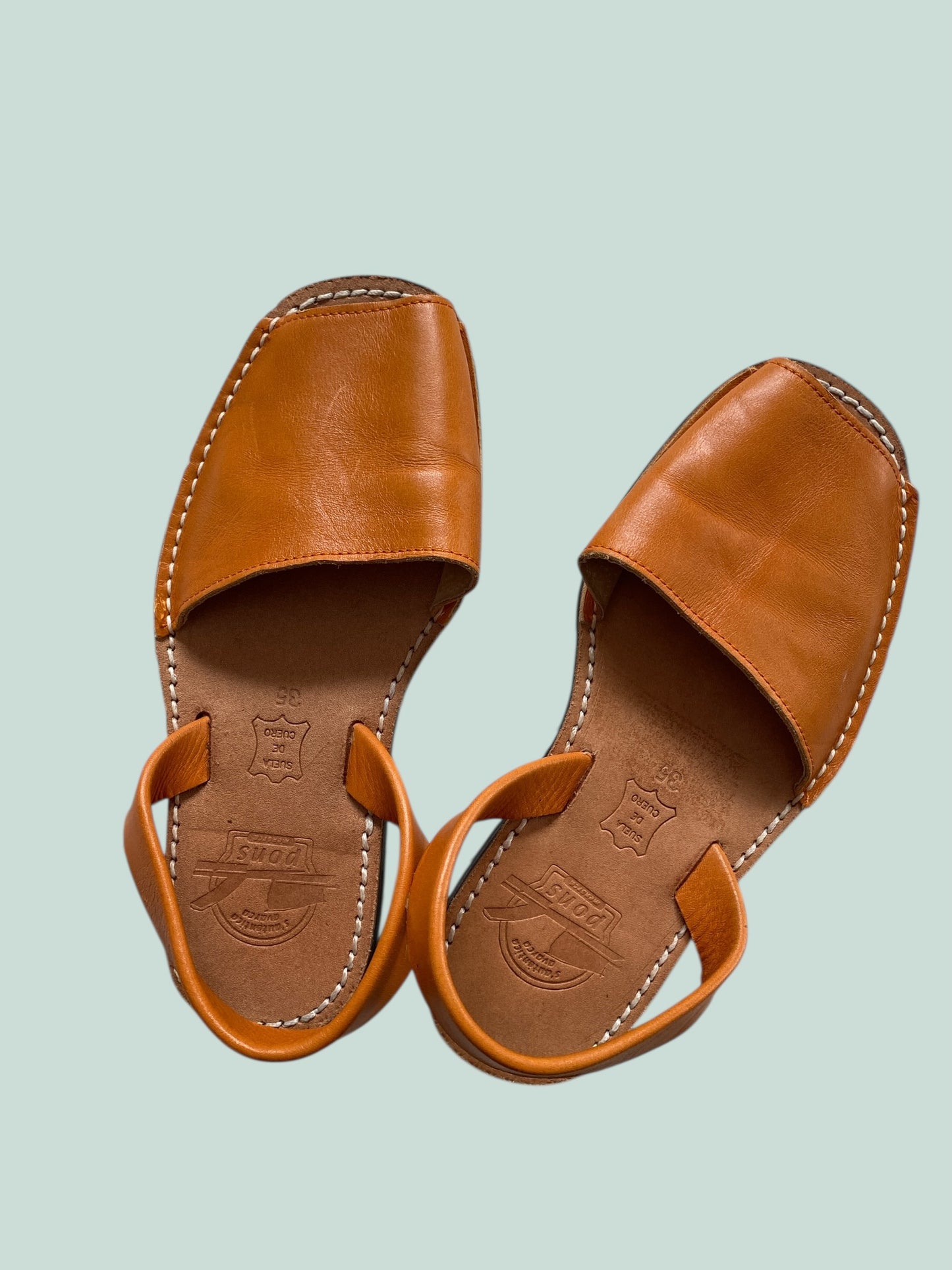 Orange leather sandals women's 5US (35 EU) | Pons