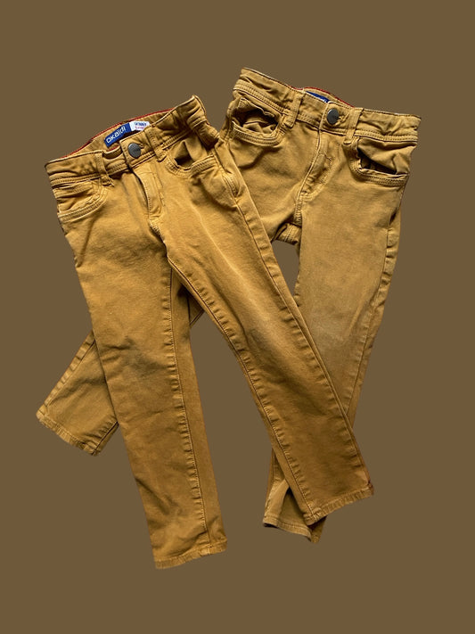 Mustard cotton skinny pants 3Y | Okaïdi