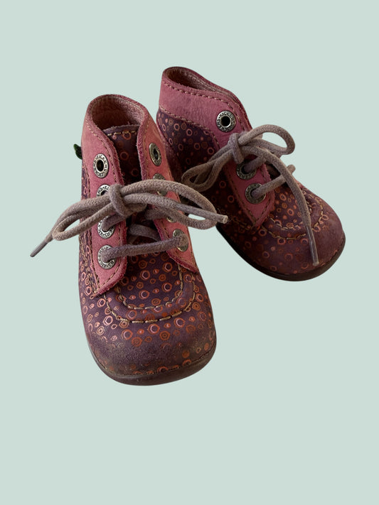 Pink and purple leather boots 5 US Little Kids (21) | Kickers