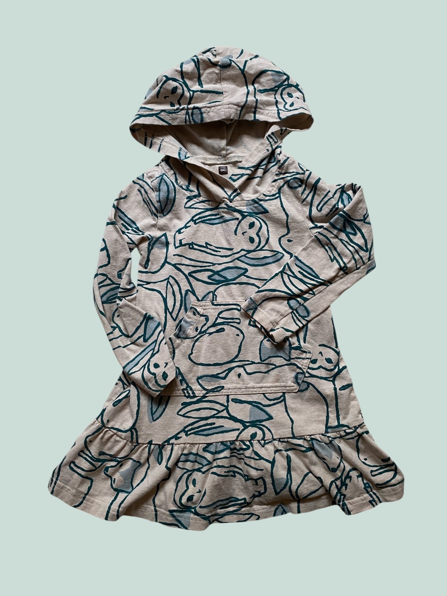 Cotton animal print dress with hood 4Y | Tea Collective