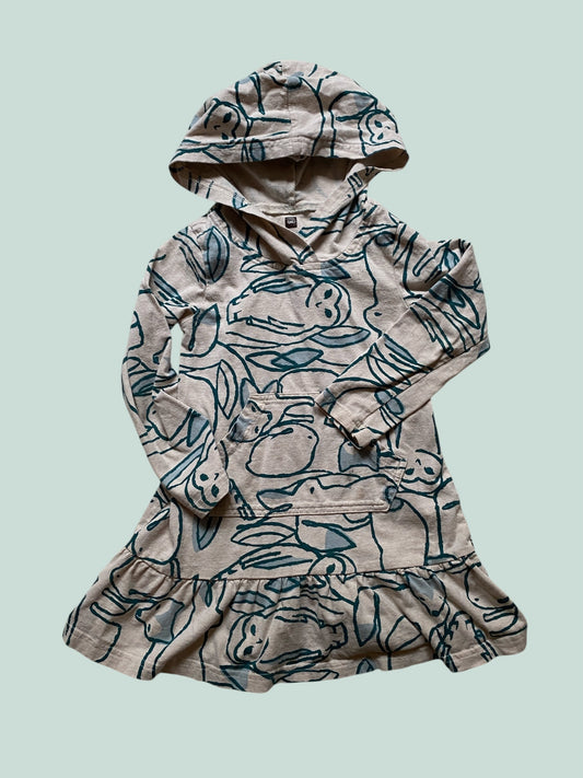 Cotton animal print dress with hood 4Y | Tea Collective