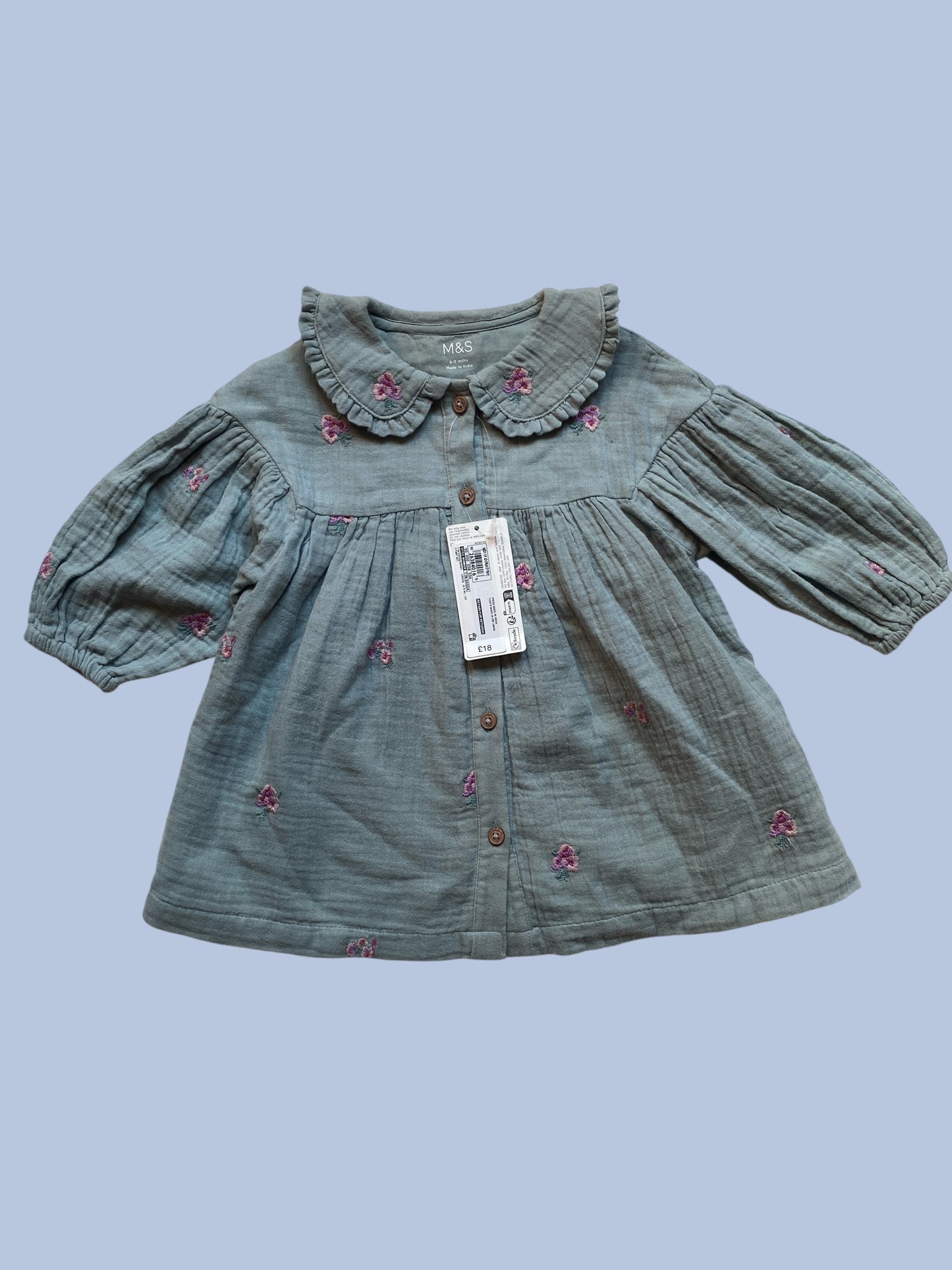 Mint muslin cotton dress 6-24m  | Marks and Spencer