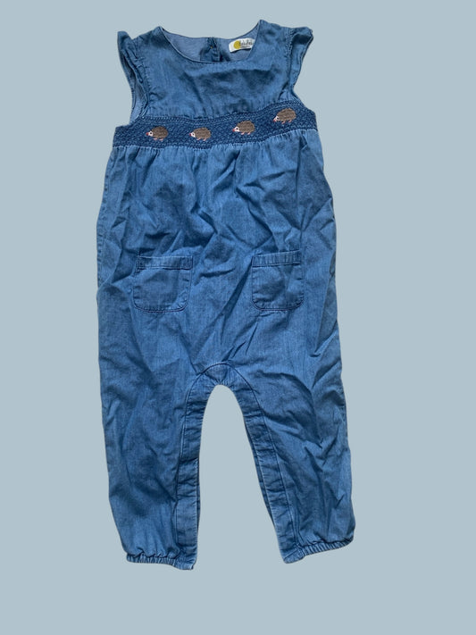 Cotton hedgehog denim romper 18-24m | Boden