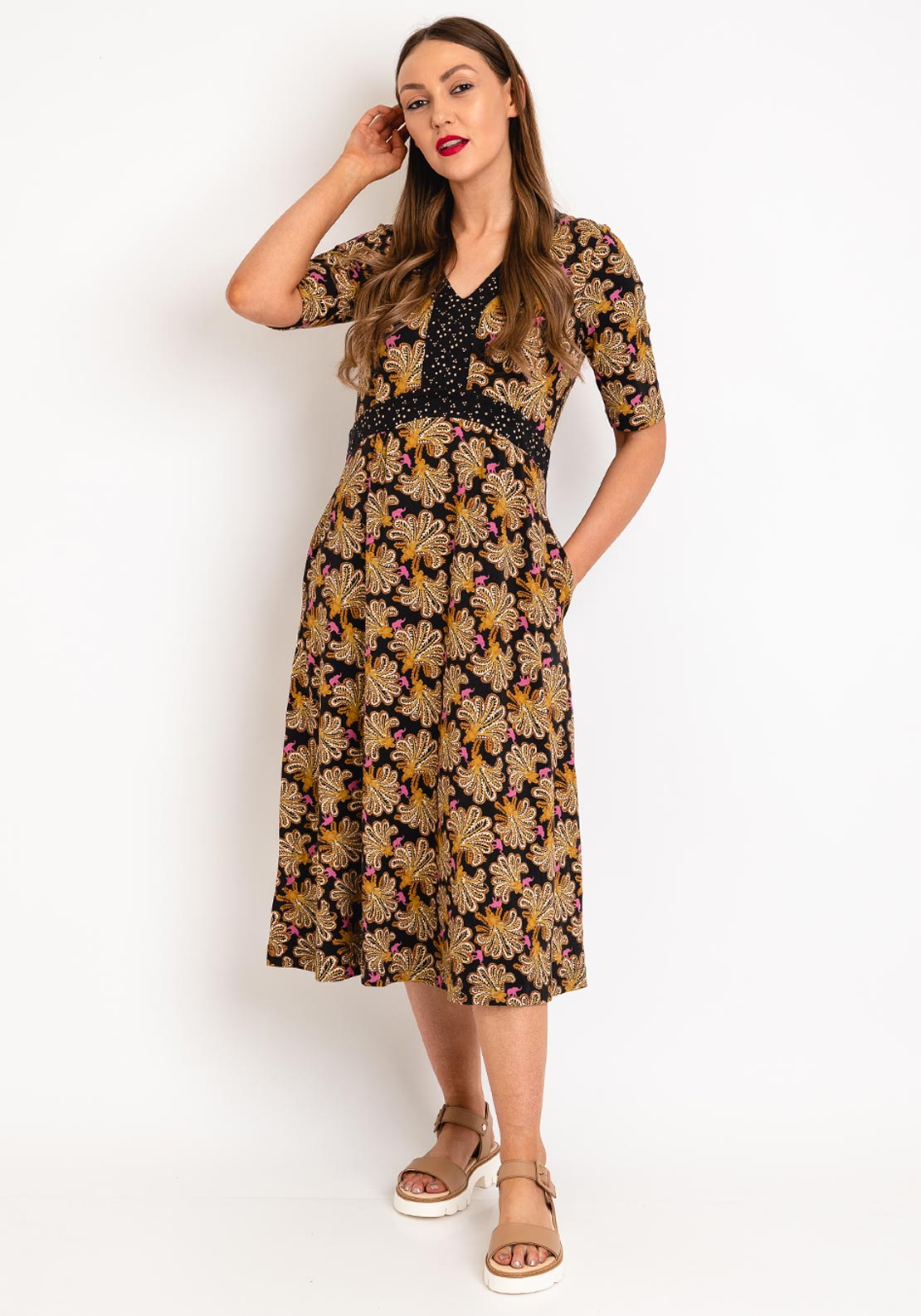 Viscose/cotton blend dress women’s small/medium (38 EU) | White Stuff