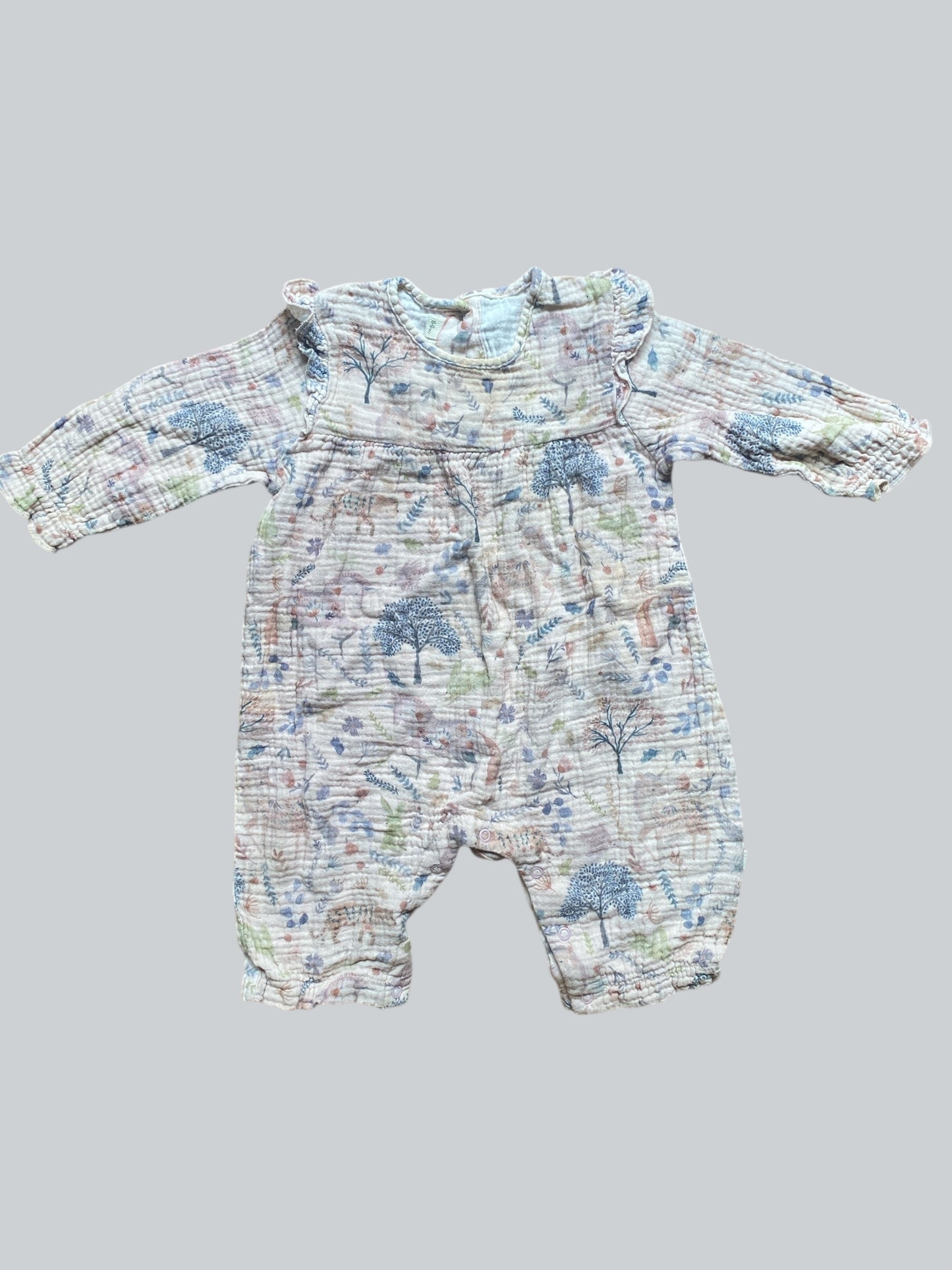 Organic cotton muslin unicorn romper 6-9m | Elegant Baby Organics