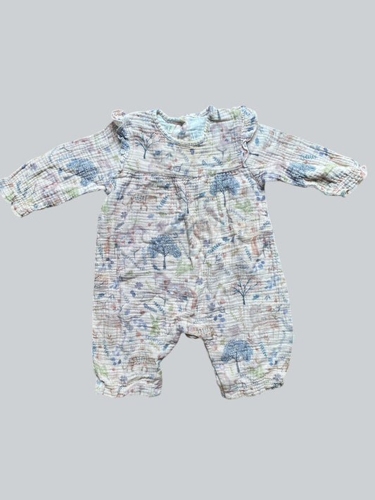Organic cotton muslin unicorn romper 6-9m | Elegant Baby Organics