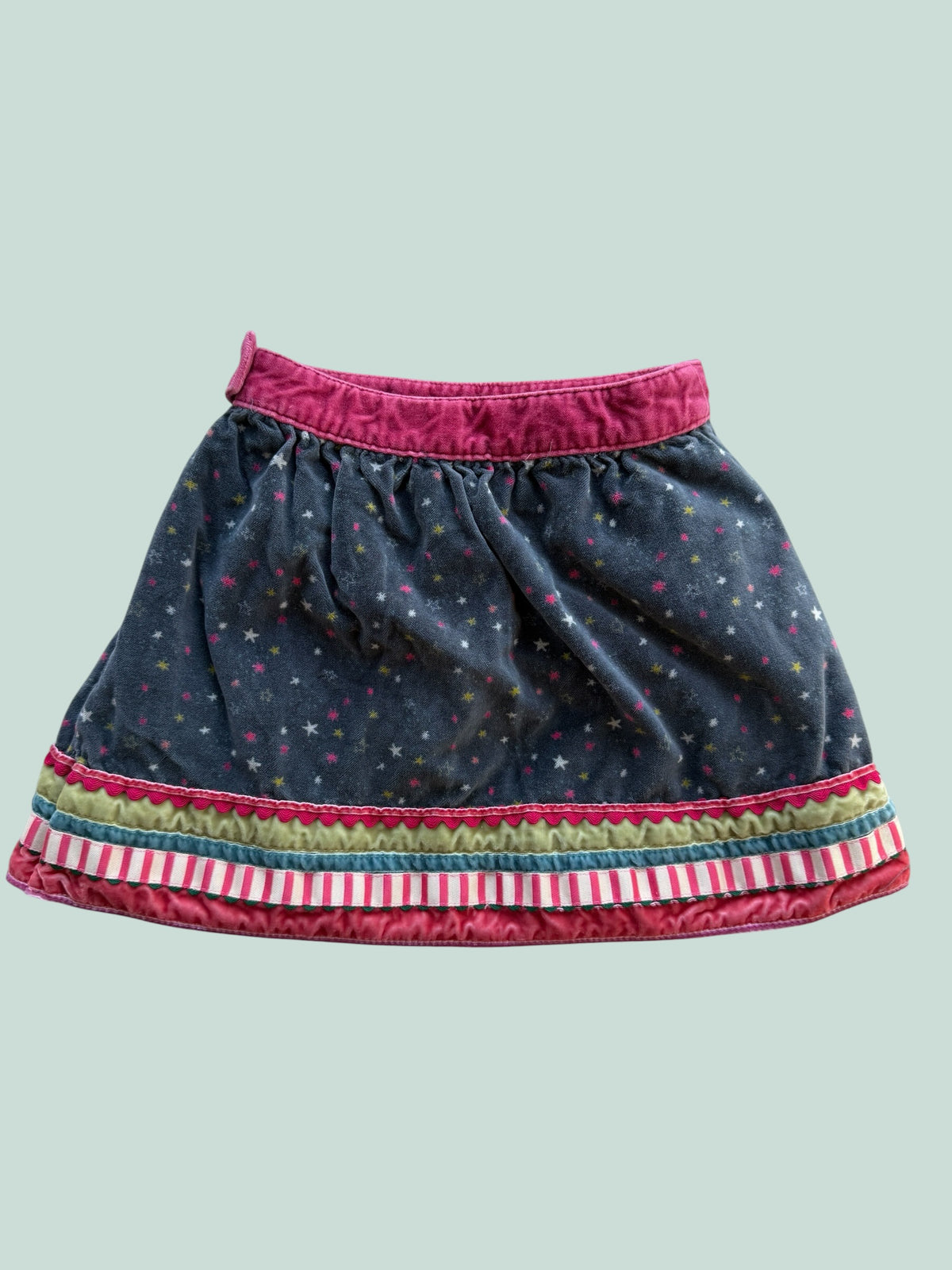 Velour bird skirt with cotton linine 4Y | Dpam