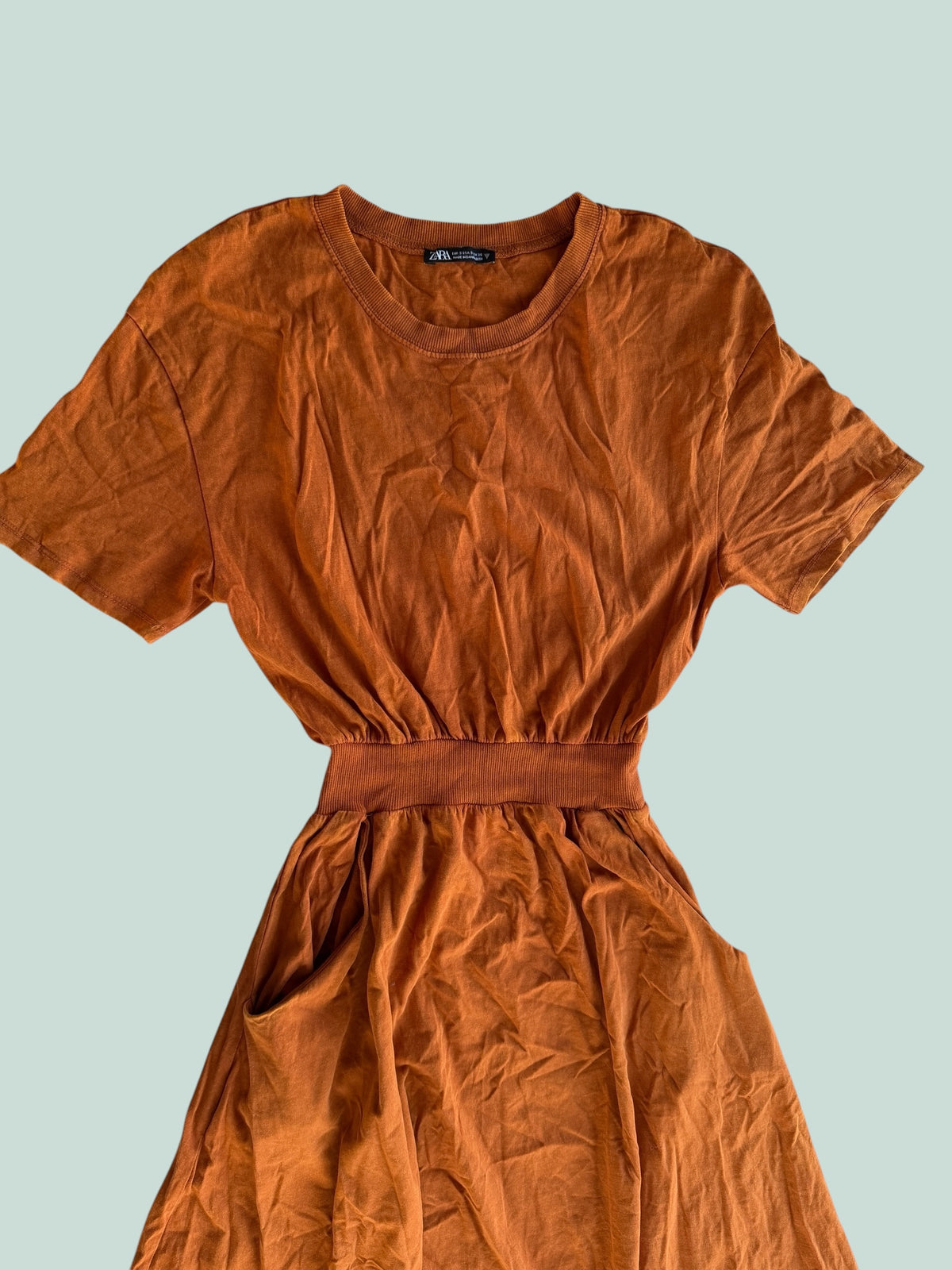 Stunning rust colour stretchy dress women's small | Zara