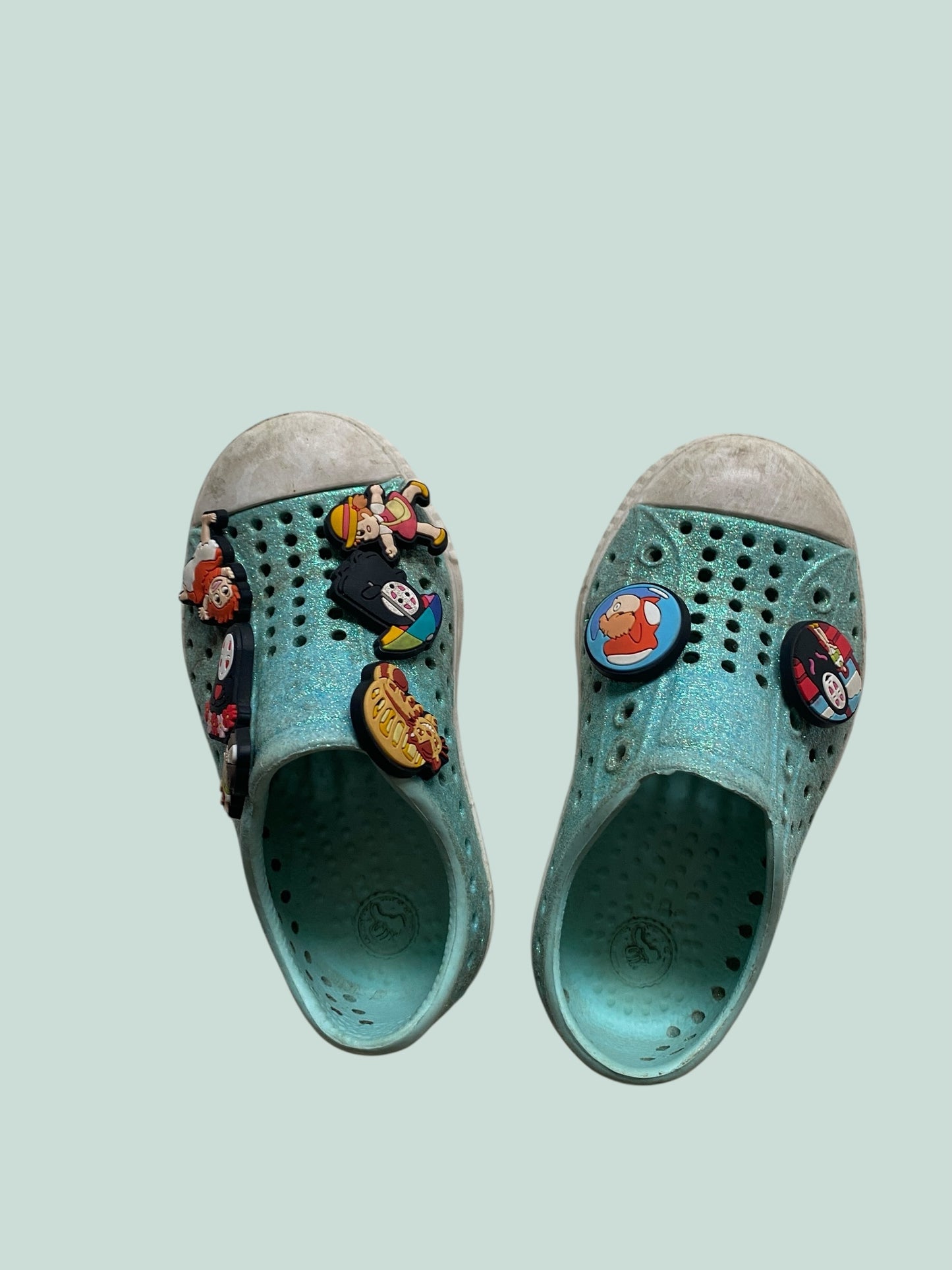 Sparkly sandals with Studio Ghibli jibbitz US 7 Little Kid | Native