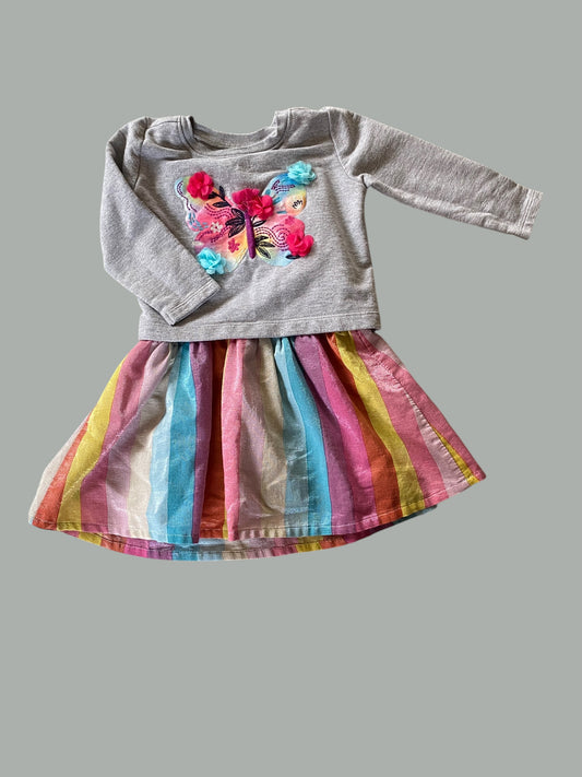 Metallic rainbow butterfly dress 2Y | Hatley