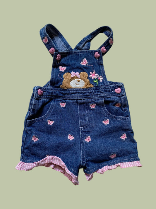Denim cotton teddy bear shorty overall 12m
