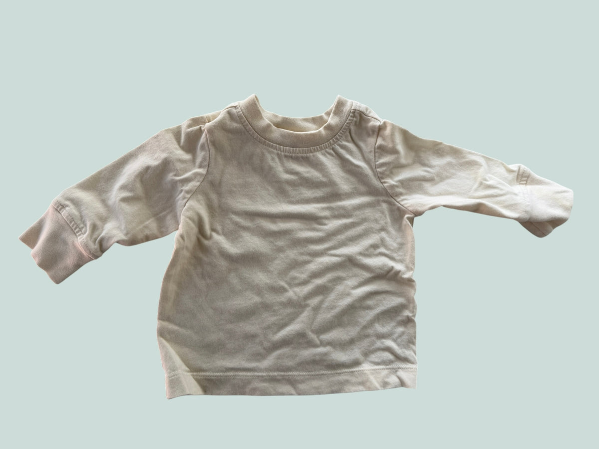 White cotton long sleeve top 6-12m | Hanna Andersson