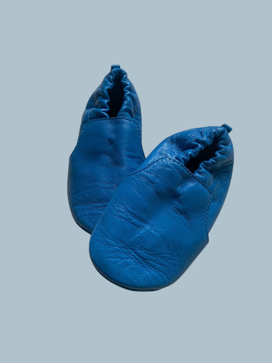 Blue leather first walkers 5" | Tinycottons