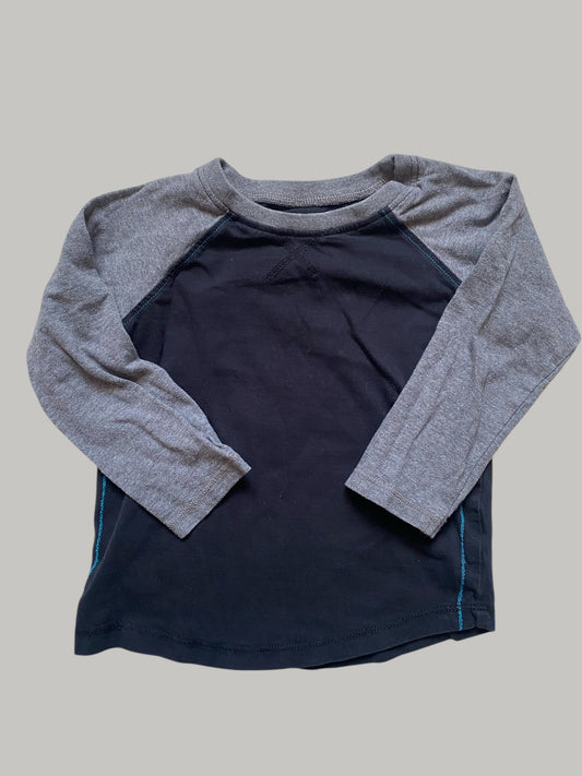 Organic cotton black and grey long sleeve top 2Y | Colored Organics