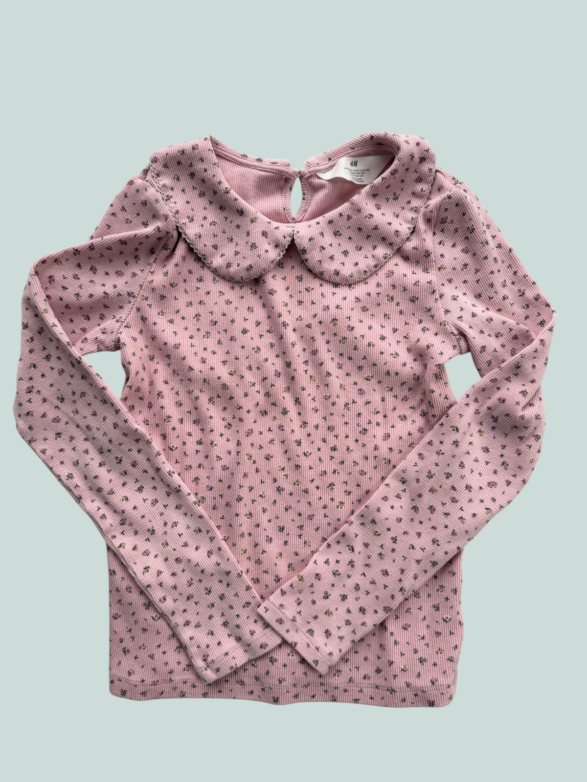 Pink cotton collared long sleeve top 8-10Y | H&M