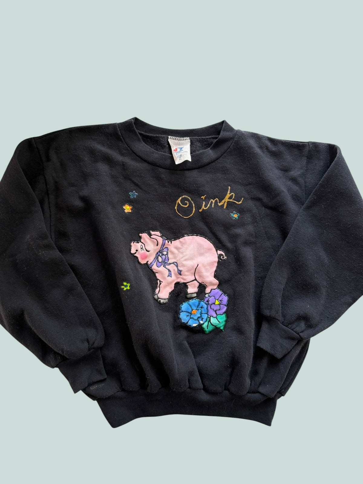Vintage cotton blend pig sweater ~8-10Y | Training Camp
