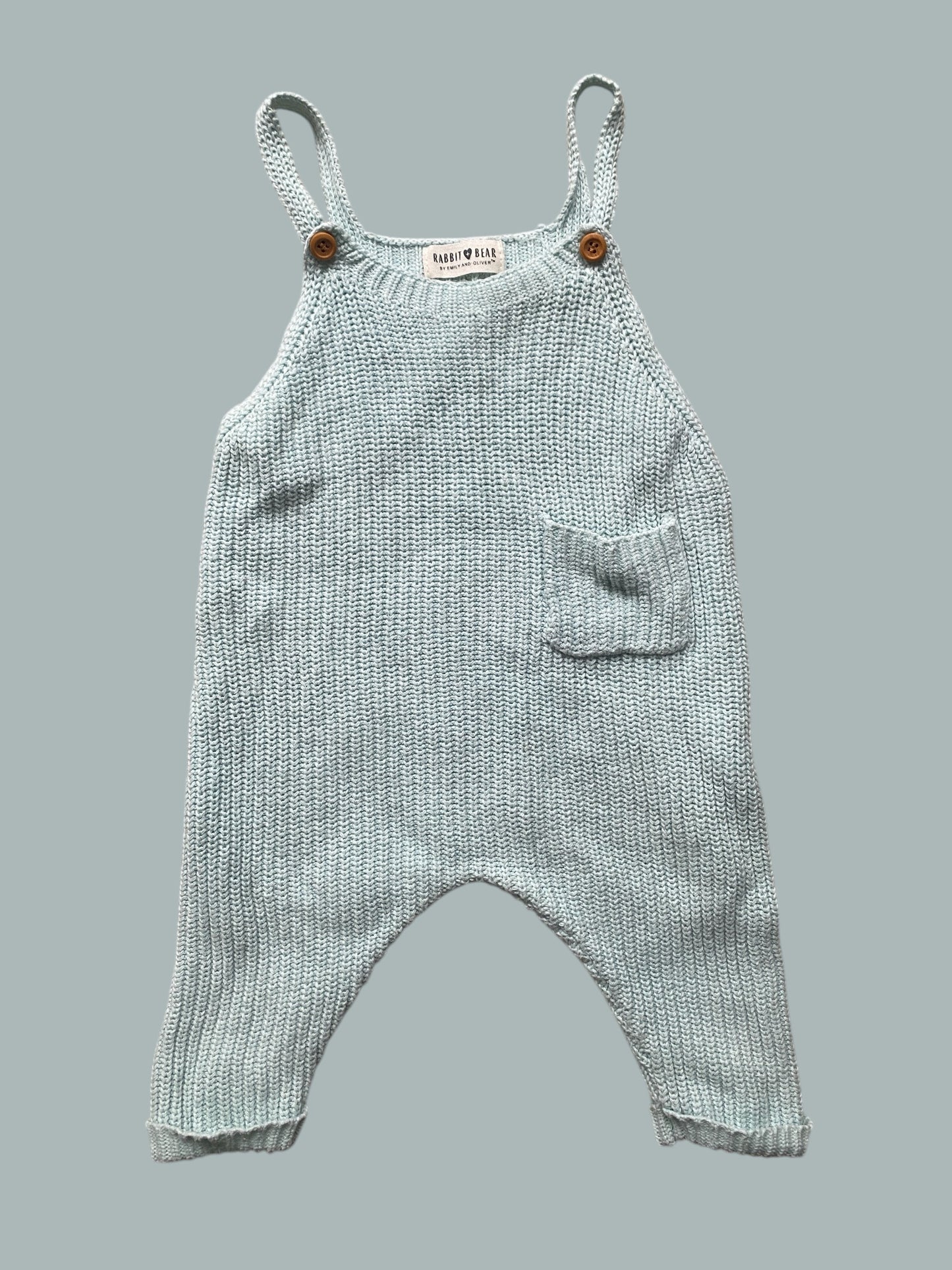 Mint organic cotton overalls 3-6m | Rabbit + Bear